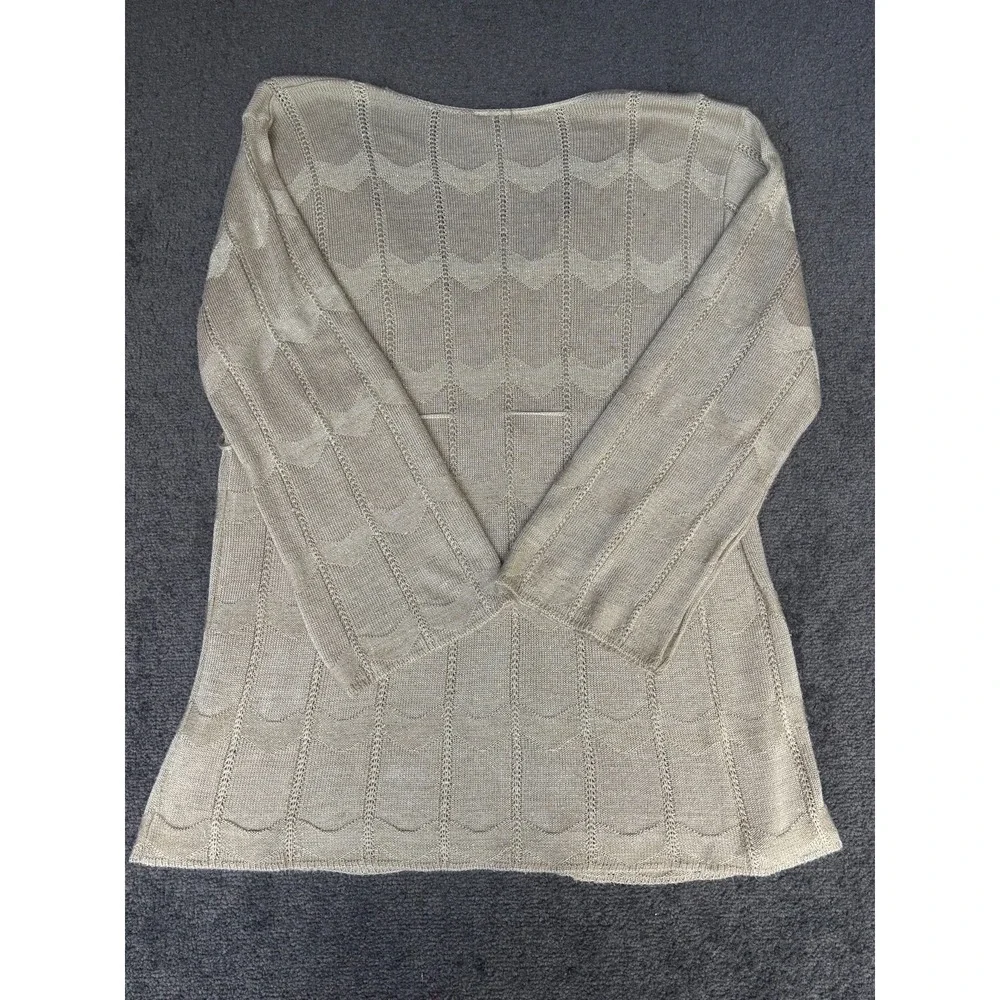 Ashley Stewart Sweater Women's Size 22/24 Tan Knit V-Neck Round Neck Pullover